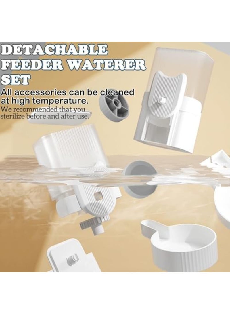 مجموعة مغذي الأرانب الجاذبية الأوتوماتيكي، 35 أونصة موزع طعام وماء معلق لقفص الحيوانات الأليفة، إعادة تعبئة ذاتية للأرانب، الشينشيلا، القنافذ، الفيرت، الجراء، والقطط (رمادي) - Image 5